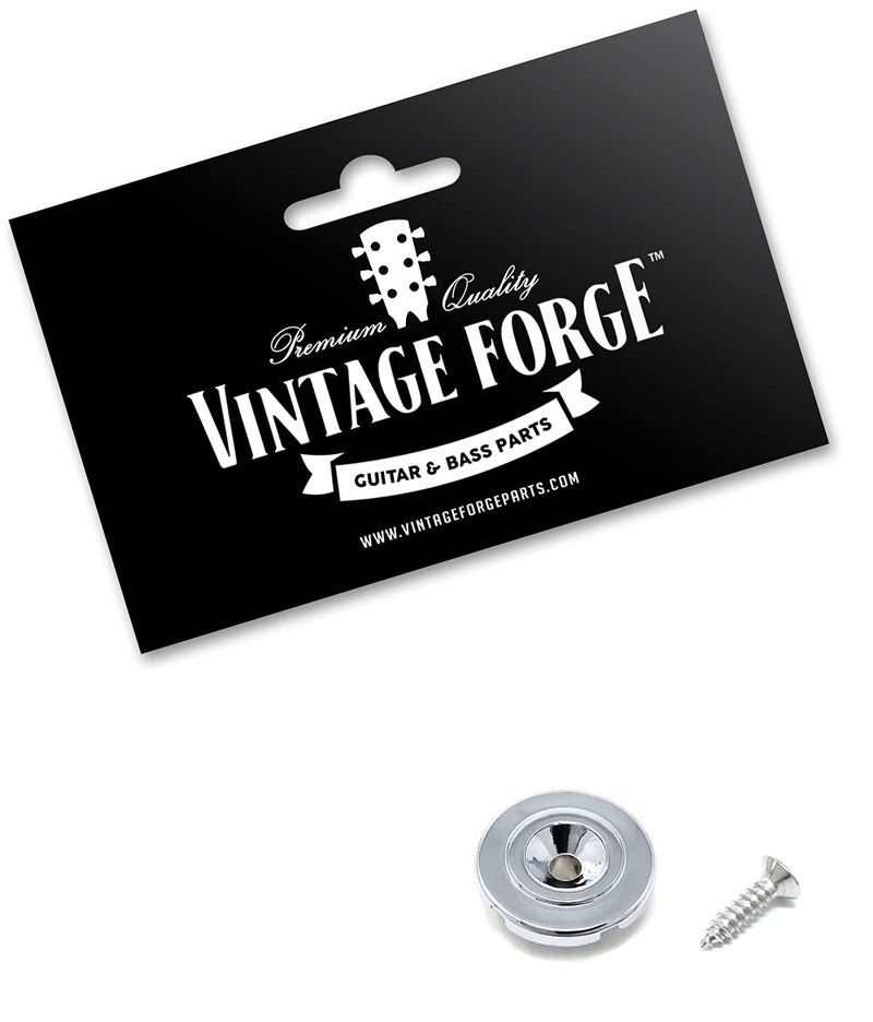 Vintage Forge Chrome Round Slotted String Retainer Guide Tree for Fender Precision Jazz Style Bass Guitars and Others with Screw BSR50-CHR